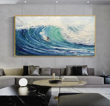 Texturkunst Werke - Surfsport Blue Wellen von Spachtel Textur